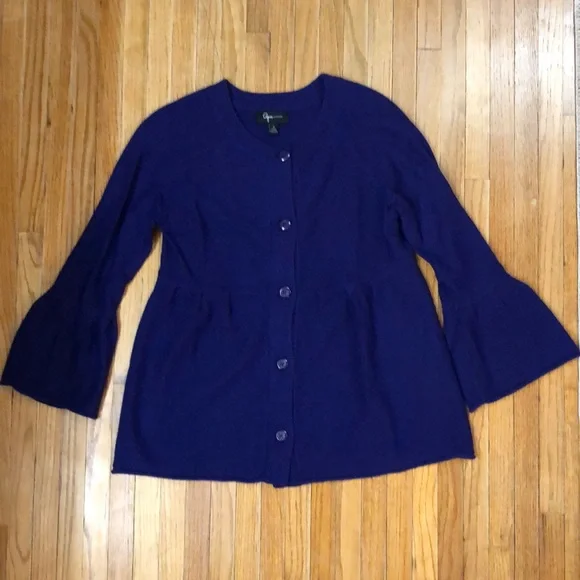 Women’s Aqua purple cashmere cardigan sweater size M - Picture 1 of 9